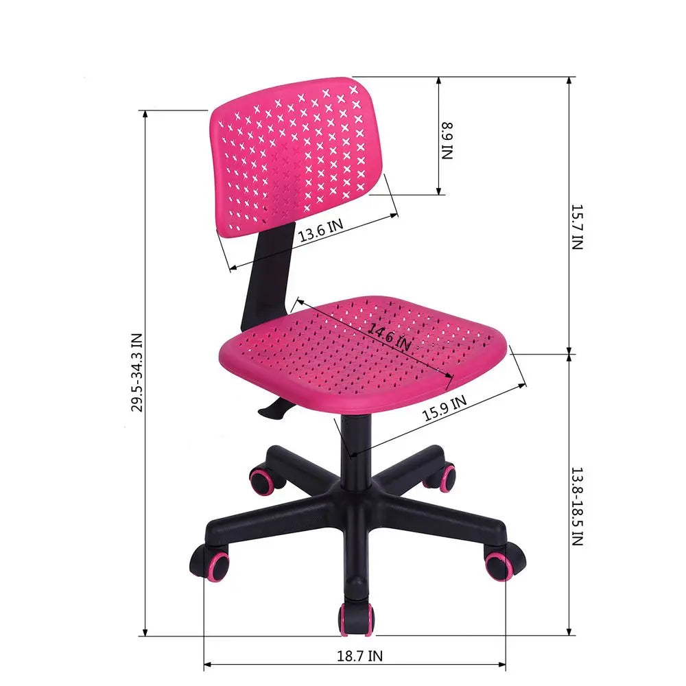 Hot Pink and Black Adjustable Height Swivel Rolling Office Chair HomeRoots