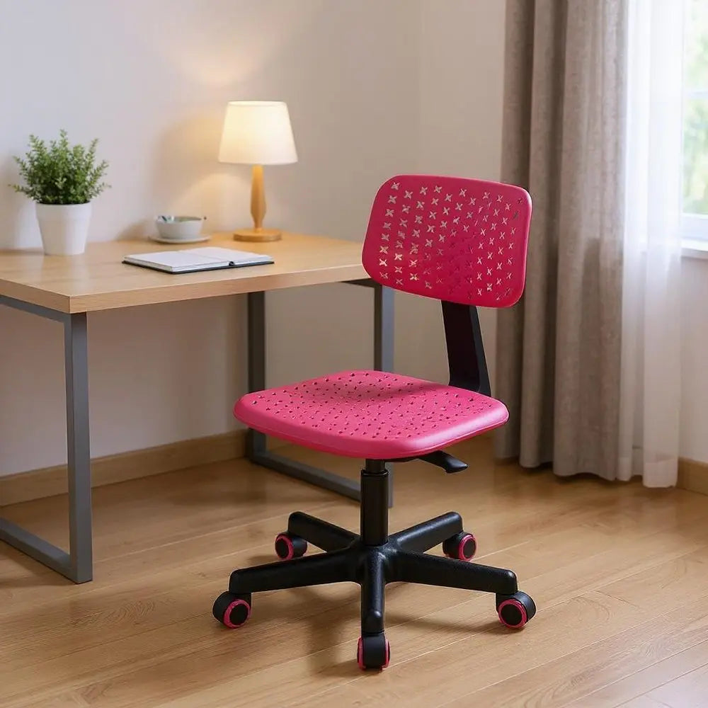Hot Pink and Black Adjustable Height Swivel Rolling Office Chair HomeRoots