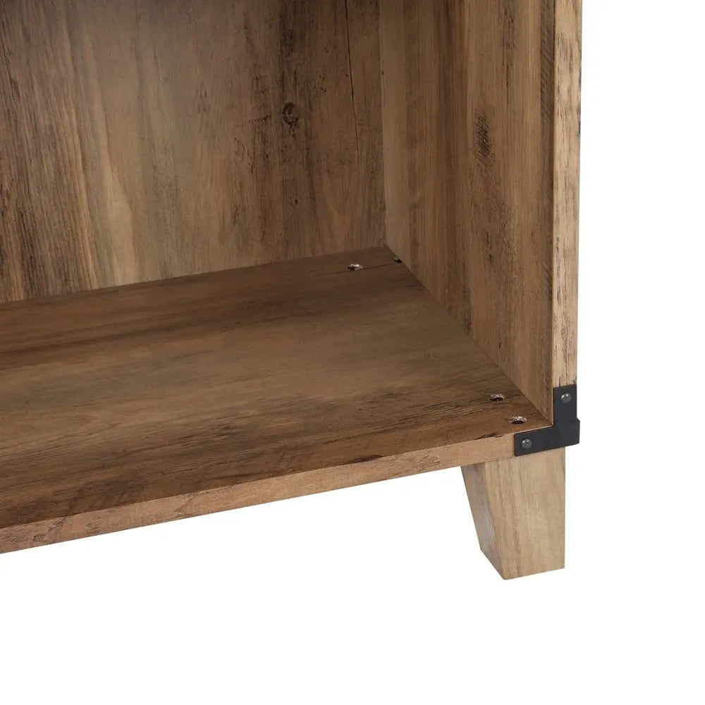 71" Oak Distressed Wood Five Tier Etagere Bookcase