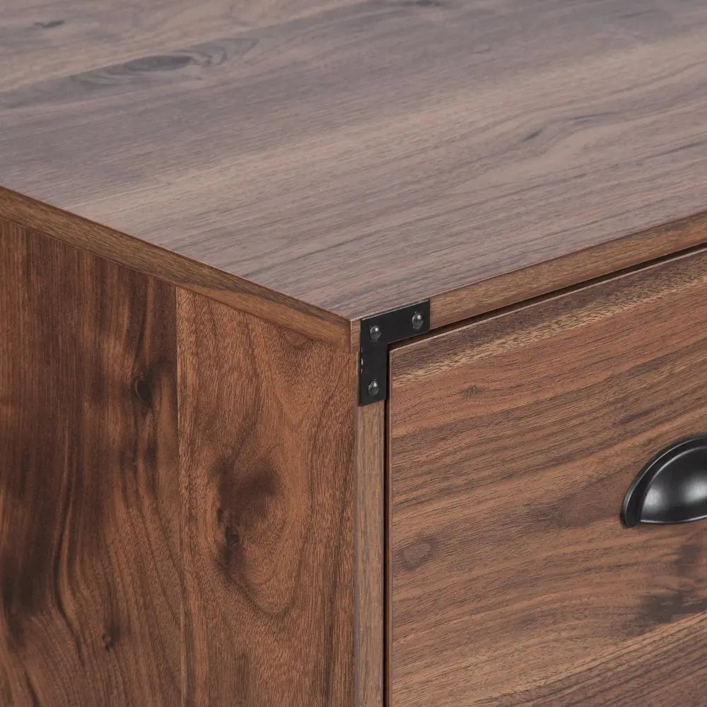 30" Walnut Wood Two Drawers Filing Cabinet