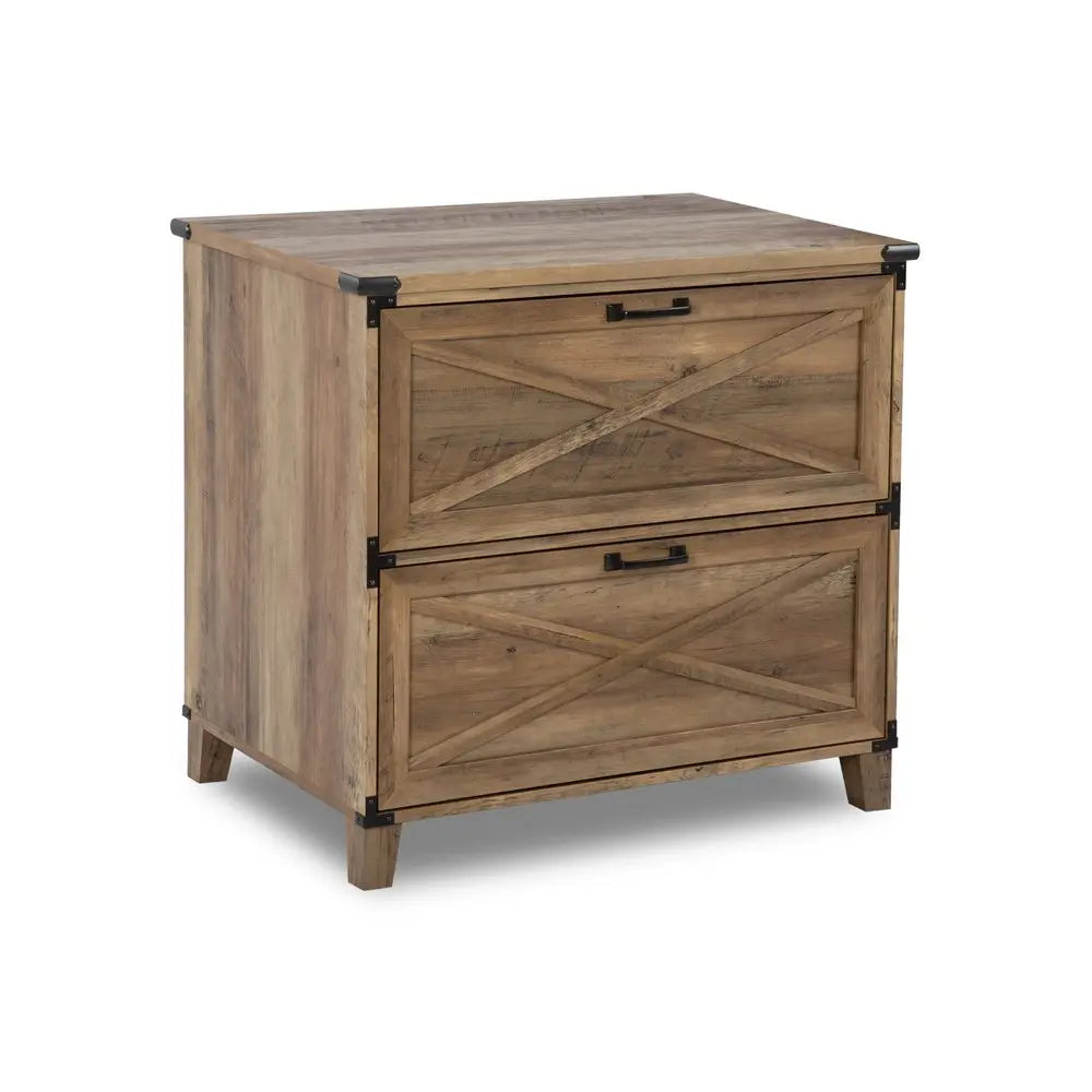 30" Oak Wood Two Drawers Filing Cabinet