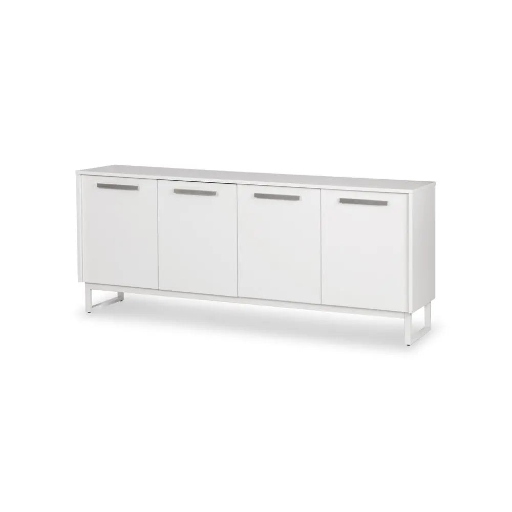 75" White Wood Console Accent Cabinet With Four Doors HomeRoots