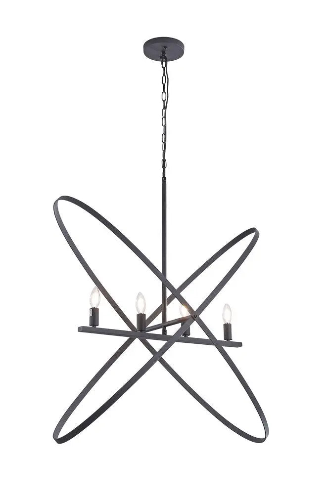 Black Unique Statement Four Light Metal Chandelier HomeRoots
