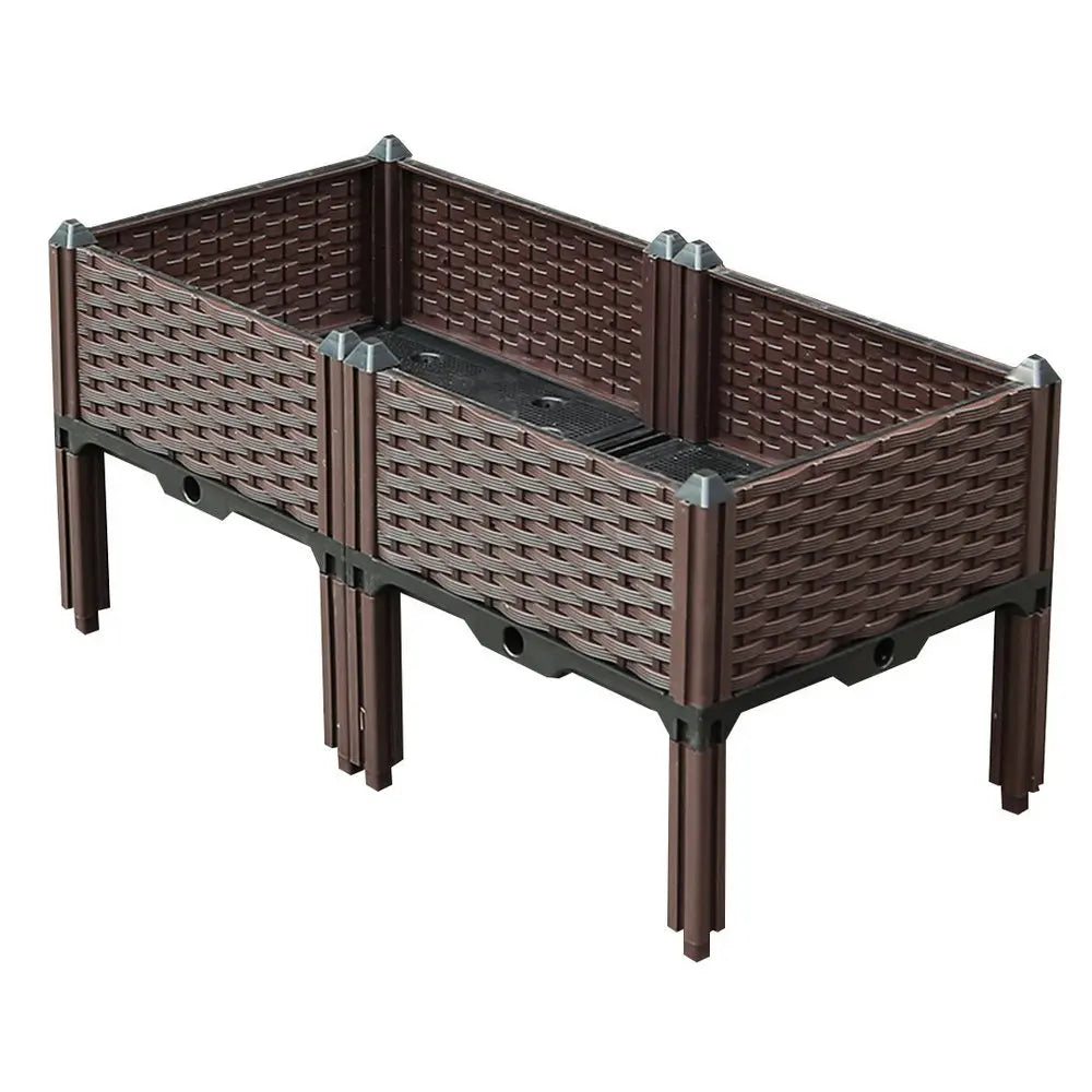 32" X 16" Dark Brown Heavy Duty Plastic Rectangular Self Watering Raised Garden Bed HomeRoots