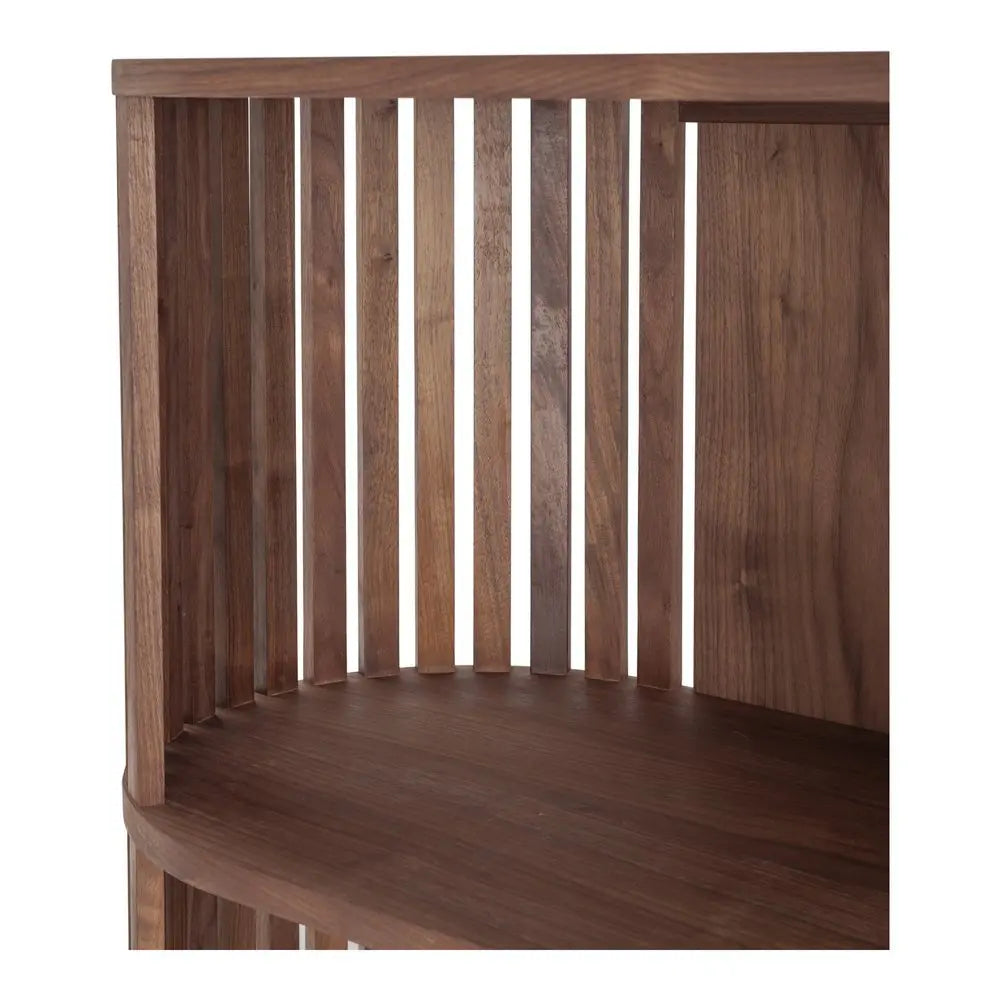 57" Natural and Brown Wood Three Tier Bookcase - NOBLE HOME INTERIORS