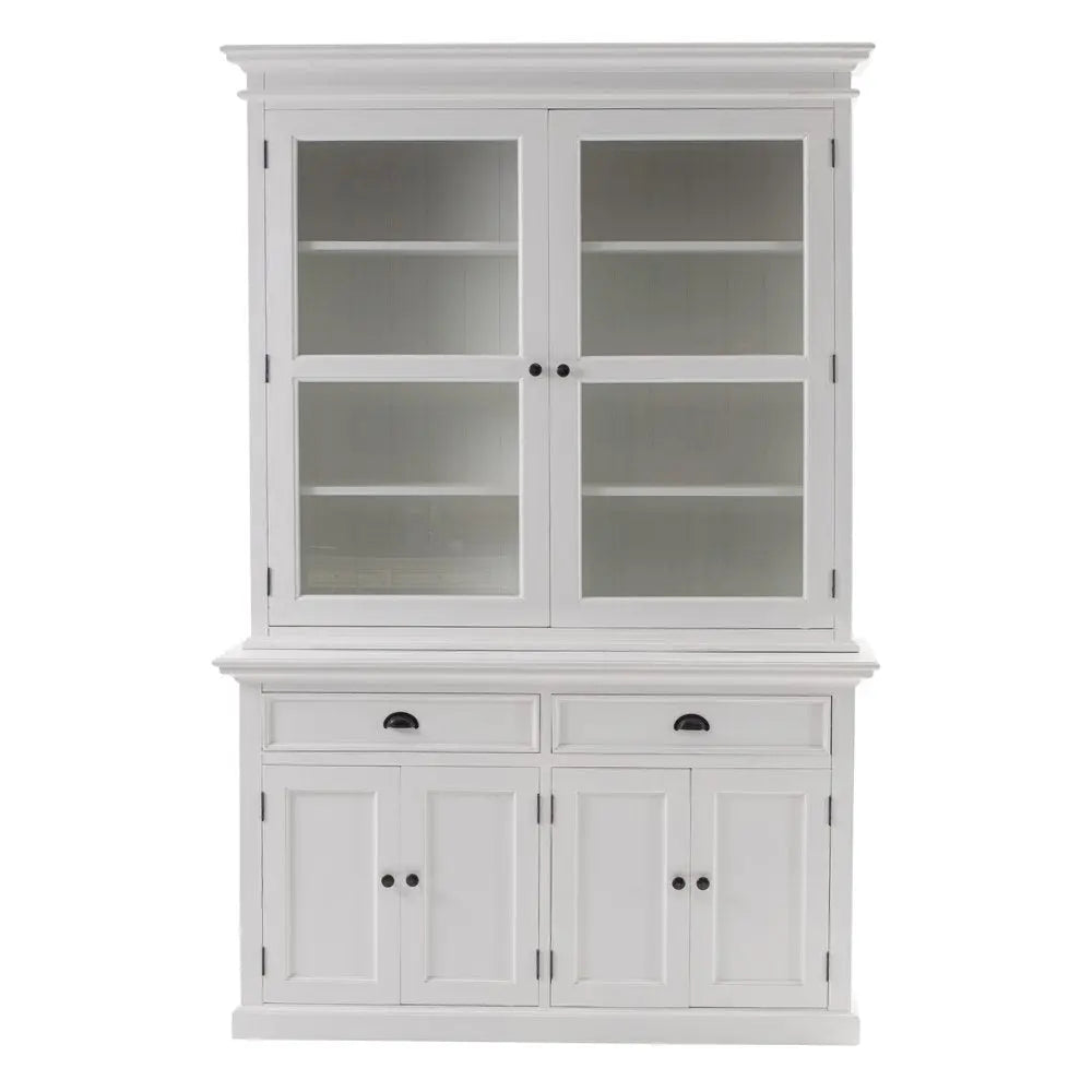 57" White Solid Wood Frame Dining Hutch With Twelve Shelves And Two Drawers - NOBLE HOME INTERIORS