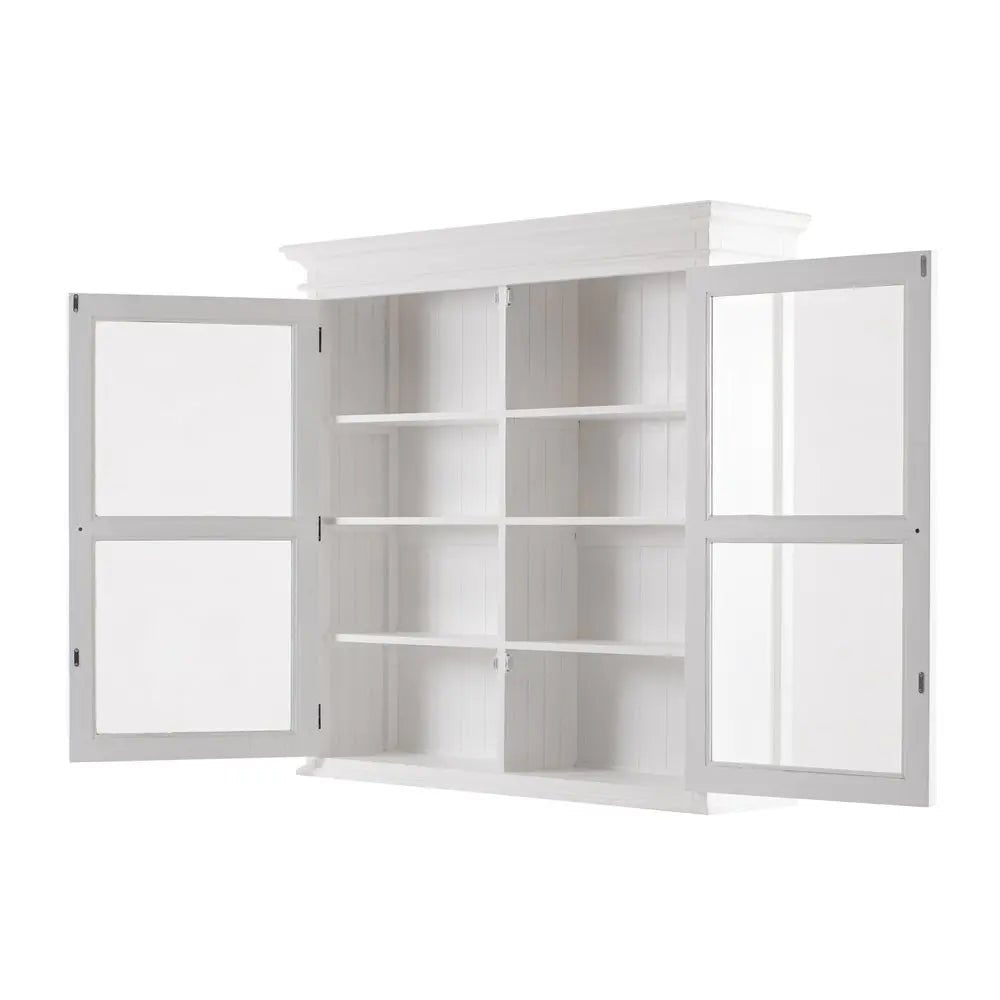 57" White Solid Wood Frame Dining Hutch With Twelve Shelves And Two Drawers - NOBLE HOME INTERIORS