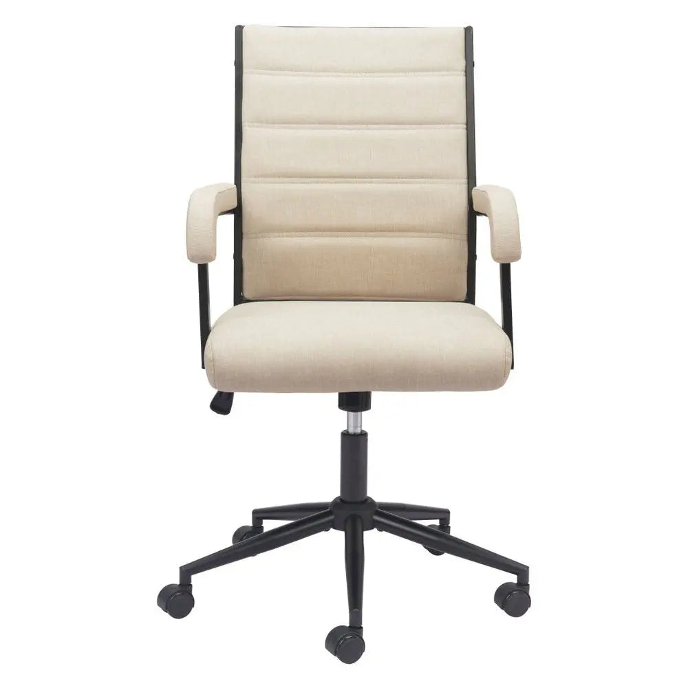 Beige and Black Adjustable Height Swivel Rolling Office Chair HomeRoots