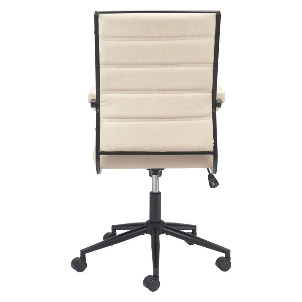 Beige and Black Adjustable Height Swivel Rolling Office Chair HomeRoots