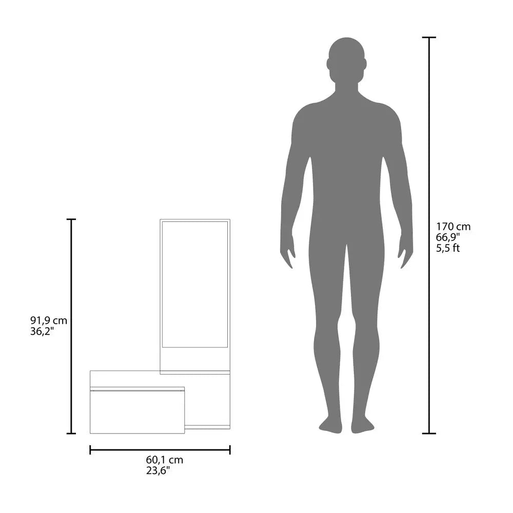 36" Black Wood Wall Mounted Accent Cabinet With Drawer And Mirror HomeRoots