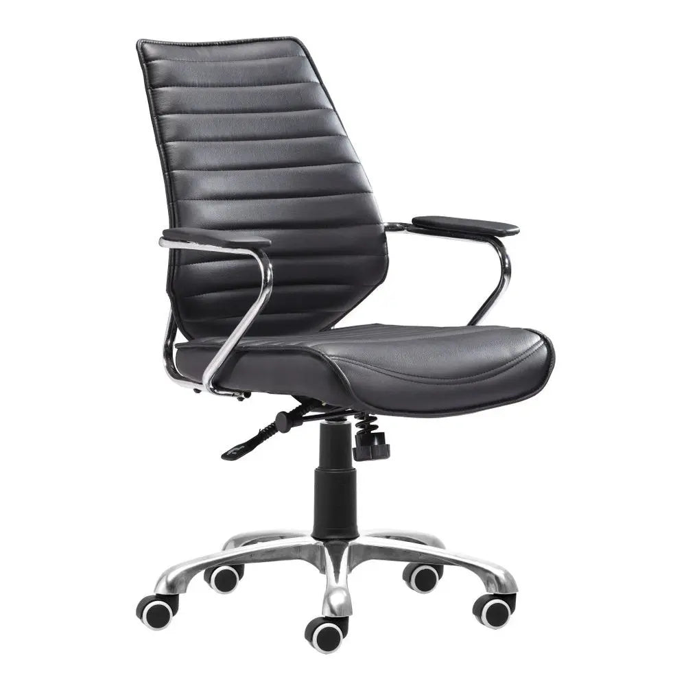Black and Silver Adjustable Height Swivel Rolling Office Chair HomeRoots