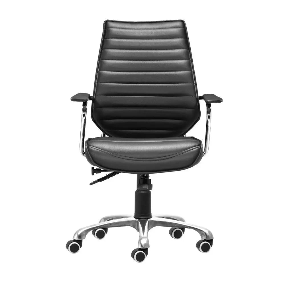 Black and Silver Adjustable Height Swivel Rolling Office Chair HomeRoots