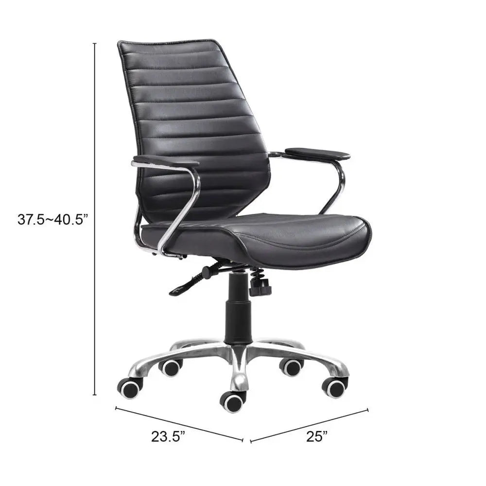 Black and Silver Adjustable Height Swivel Rolling Office Chair HomeRoots
