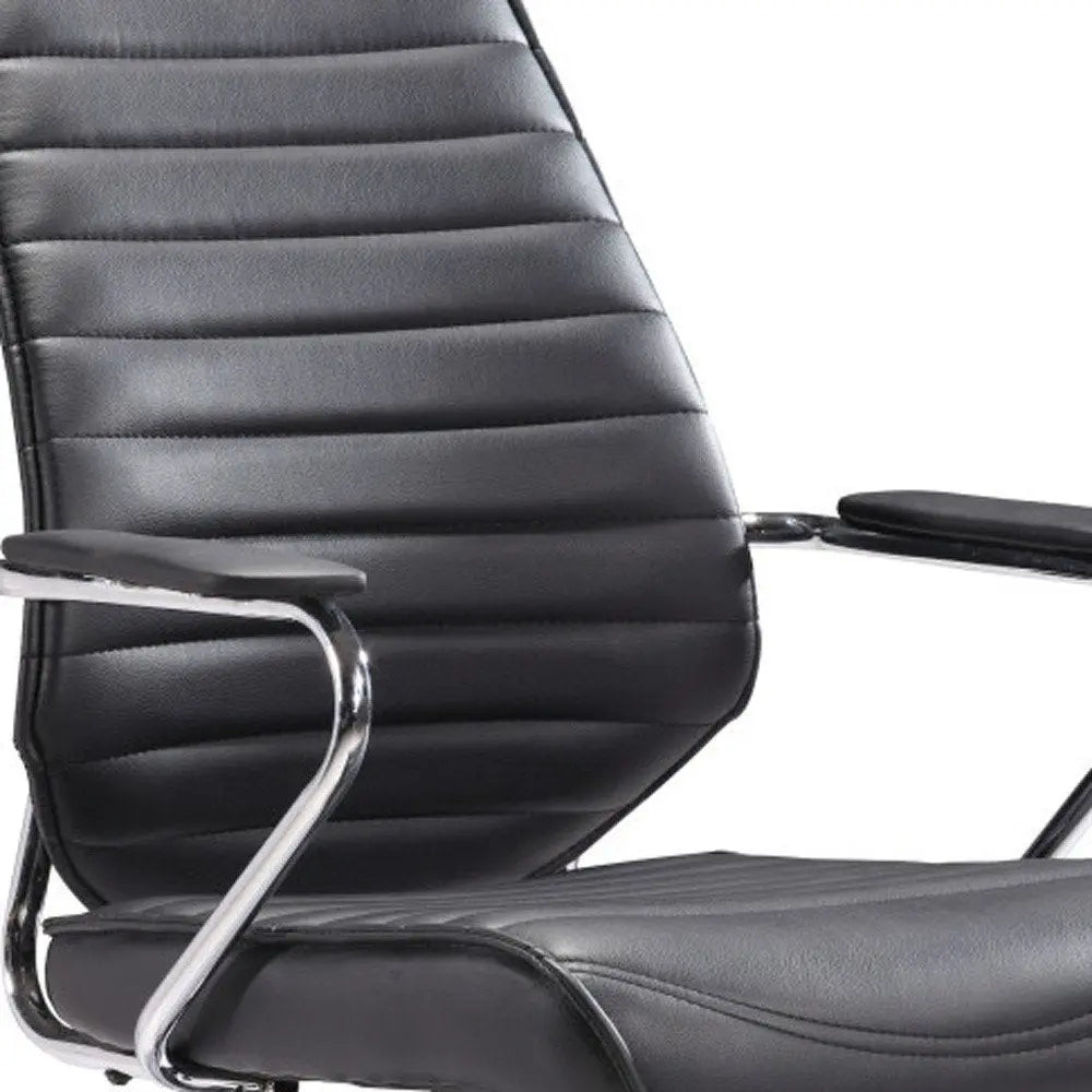 Black and Silver Adjustable Height Swivel Rolling Office Chair HomeRoots