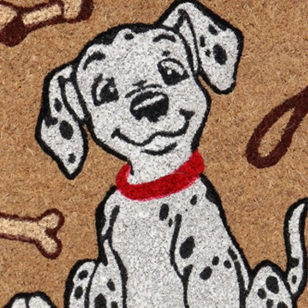 18" X 30" Beige and White Coir Dog Outdoor Door Mat HomeRoots