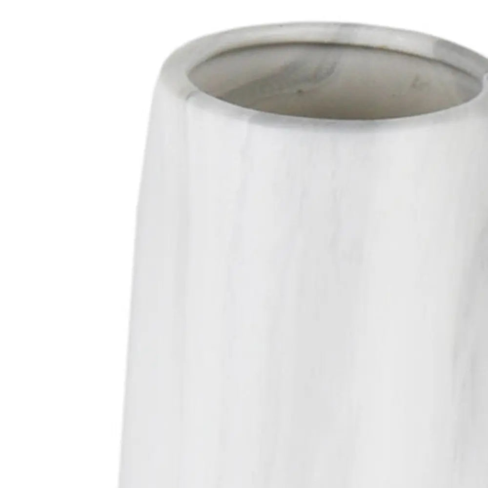 32" White Faceted Geometric Tapered Ceramic Floor Vase HomeRoots