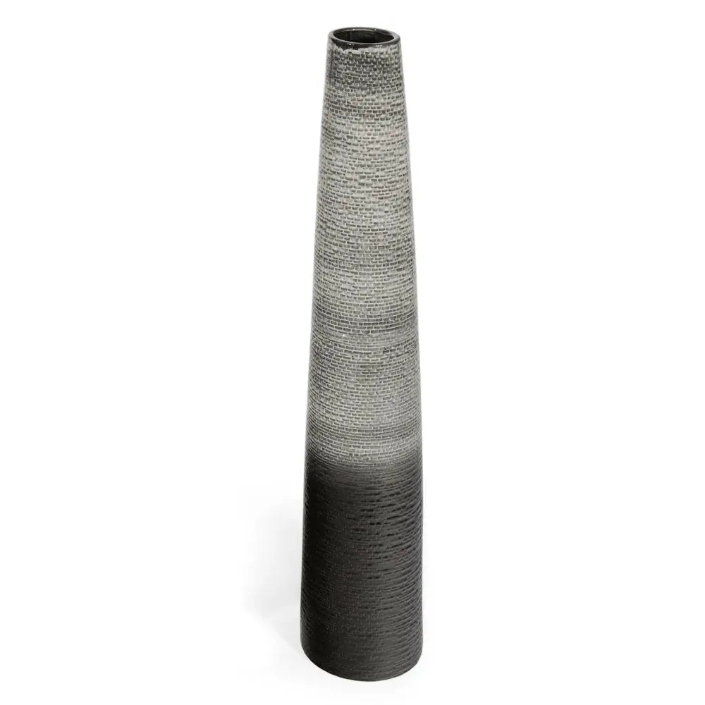 39" Black And Gray Ombre Tapered Ceramic Floor Vase HomeRoots