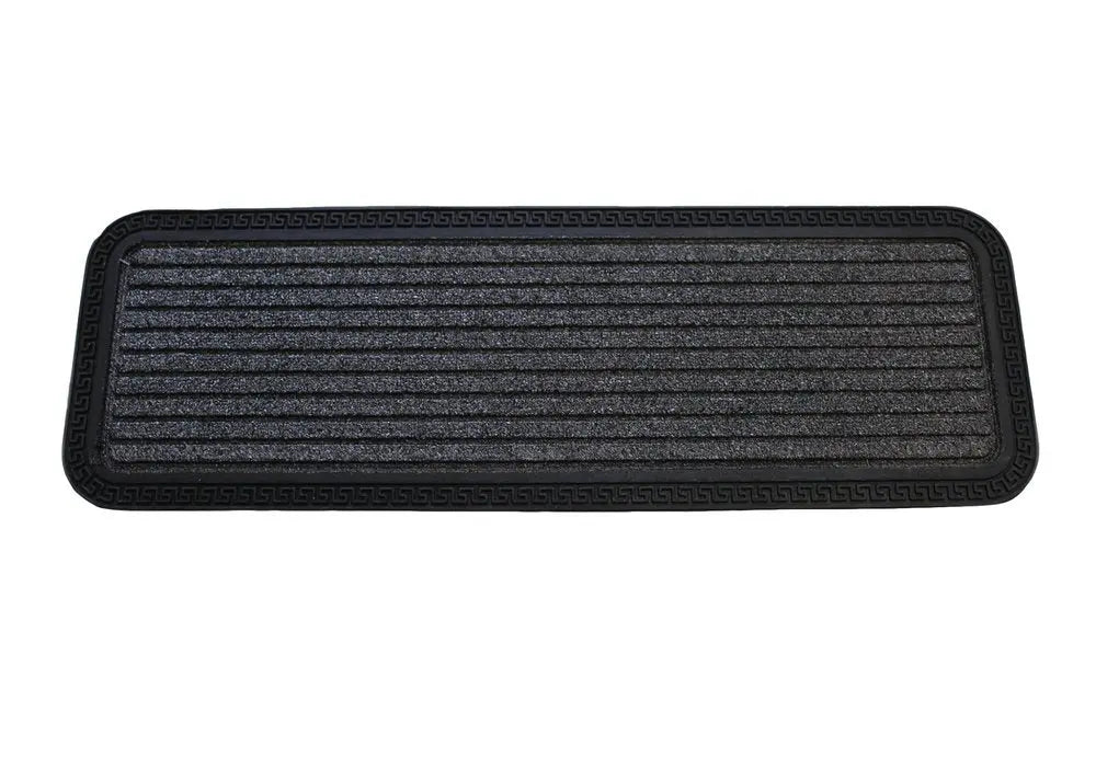 10" X 30" Gray Synthetic Fiber Striped Outdoor Door Mat HomeRoots