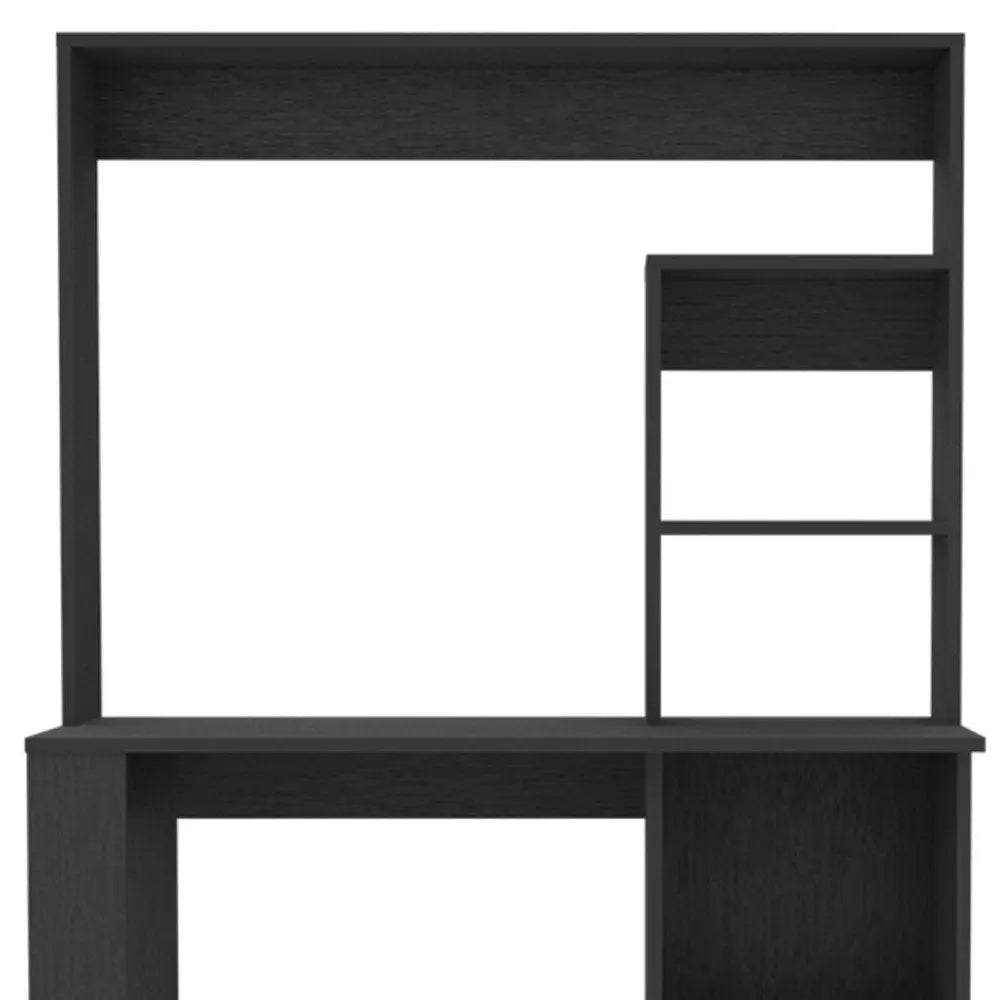 58" Black Wood Computer Desk With Hutch - NOBLE HOME INTERIORS