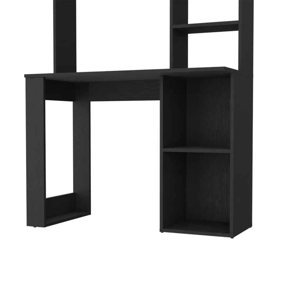 58" Black Wood Computer Desk With Hutch - NOBLE HOME INTERIORS
