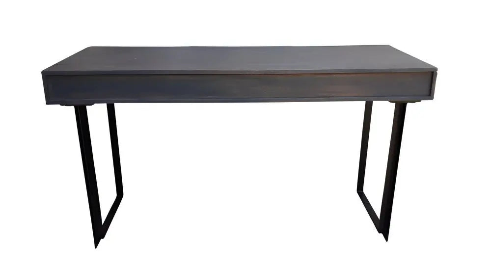 58" Gray And Black Mango Solid Wood Writing Desk With Three Drawers - NOBLE HOME INTERIORS