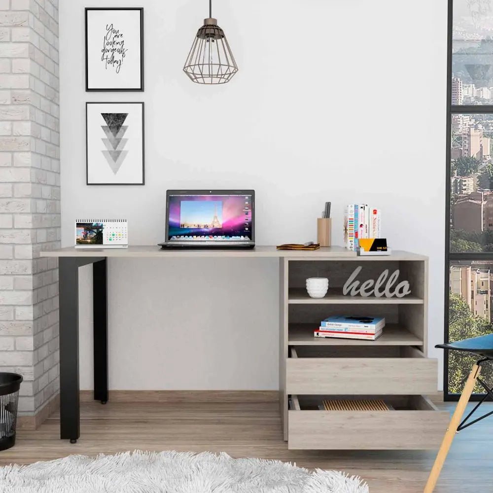 58" Light Gray Computer Desk - NOBLE HOME INTERIORS