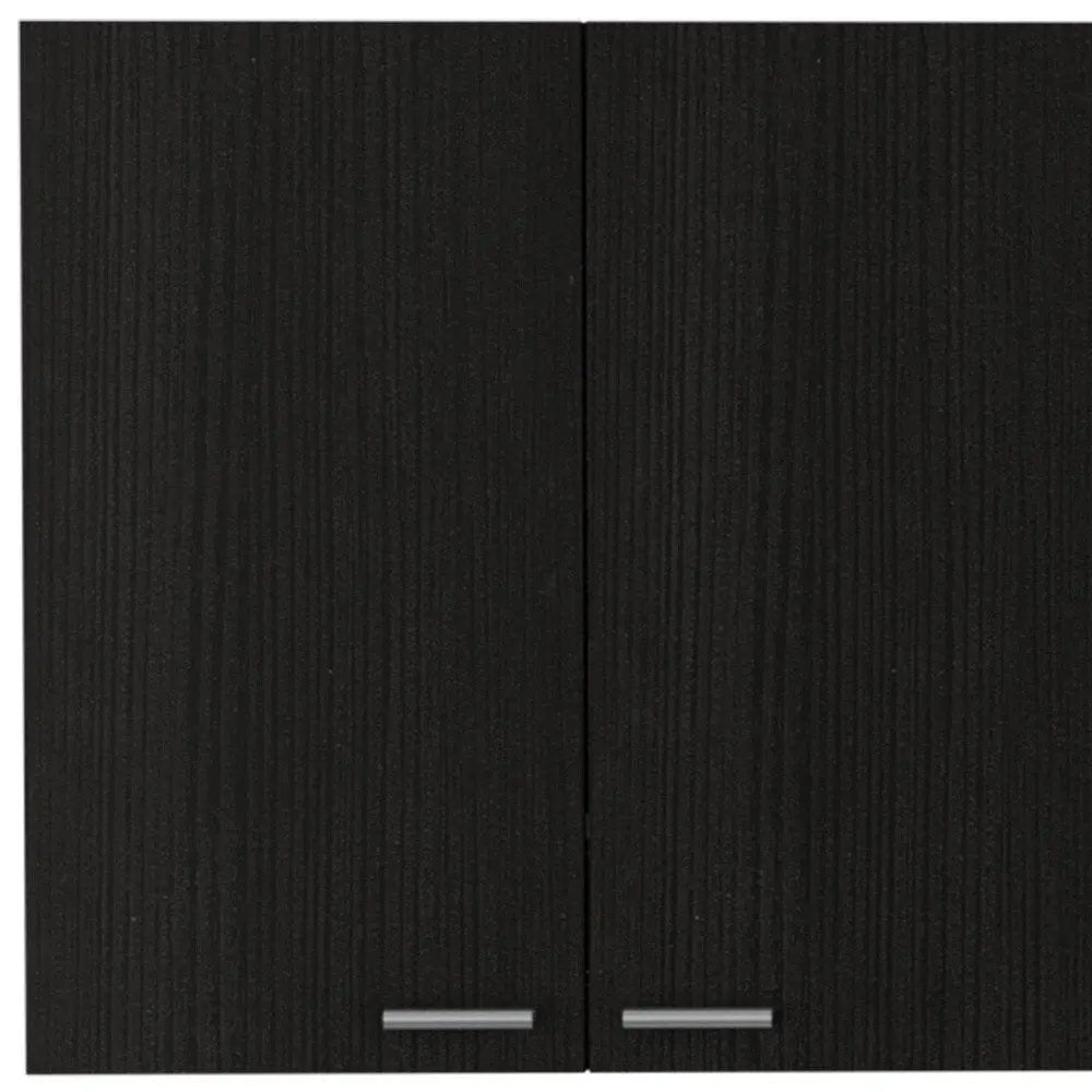 59" Black Wood Wall mounted Accent Cabinet With Five Shelves - NOBLE HOME INTERIORS