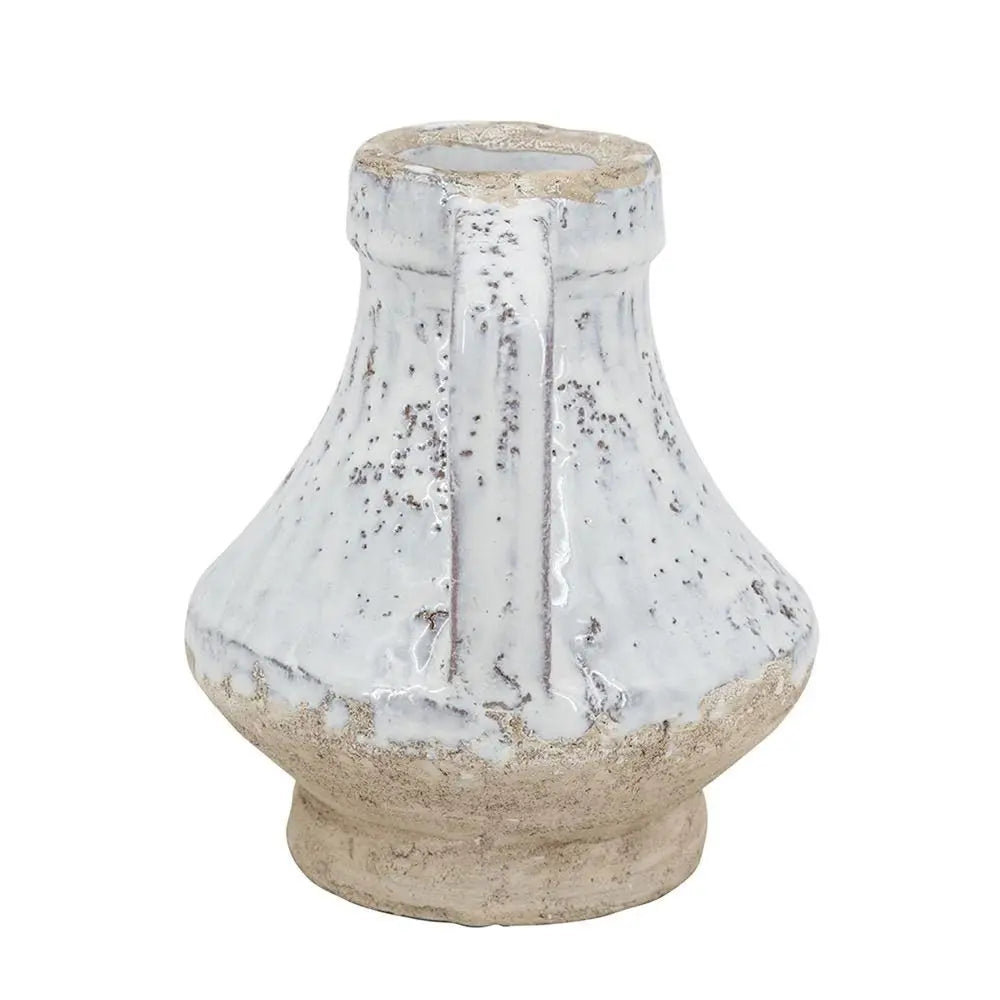 6" Beige and Ivory Round Terracotta Jug Vase With Does Not Apply - NOBLE HOME INTERIORS