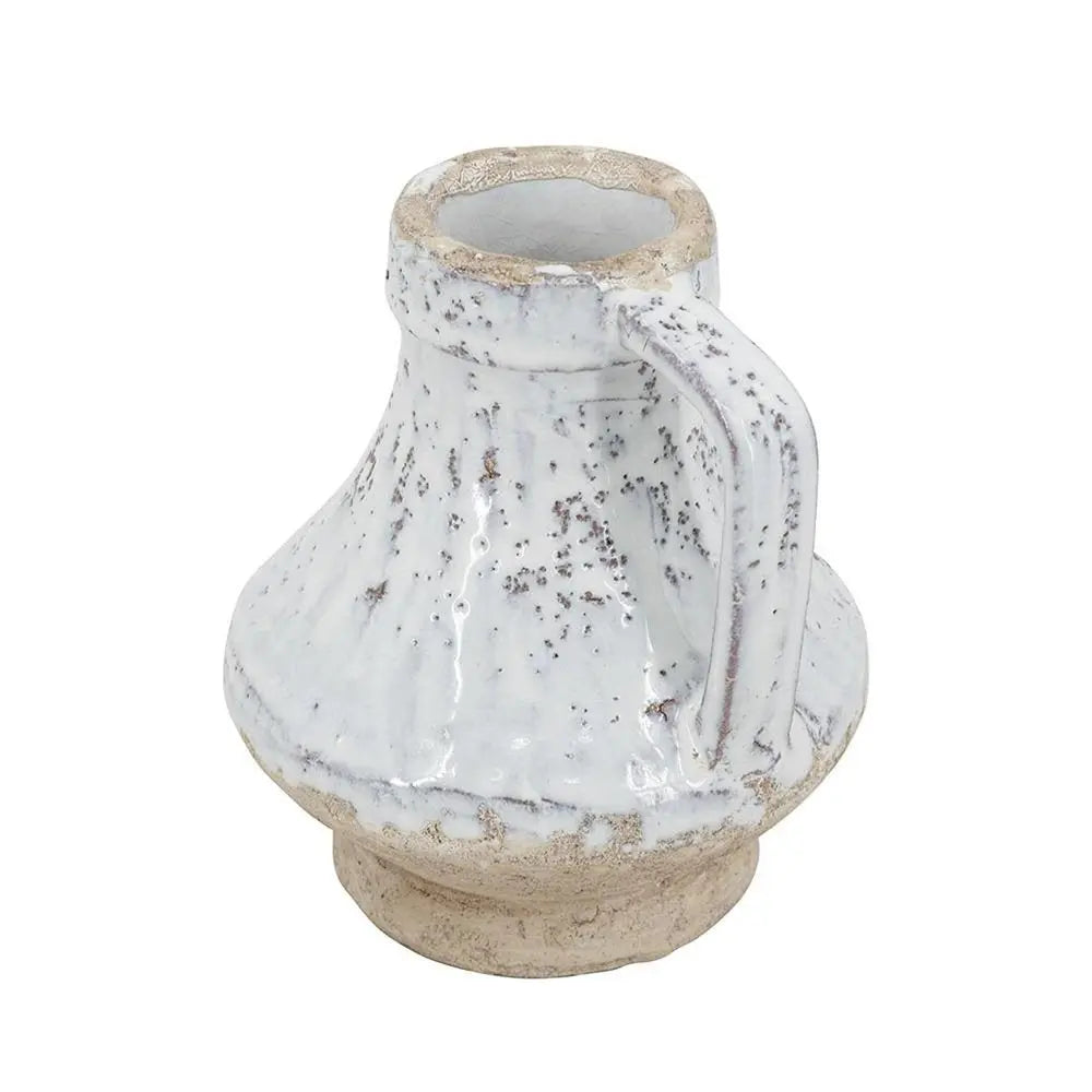 6" Beige and Ivory Round Terracotta Jug Vase With Does Not Apply - NOBLE HOME INTERIORS