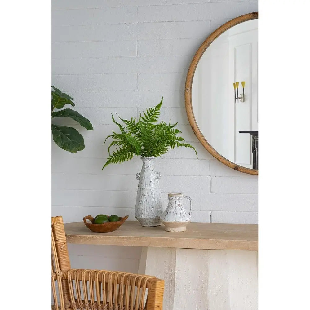 6" Beige and Ivory Round Terracotta Jug Vase With Does Not Apply - NOBLE HOME INTERIORS