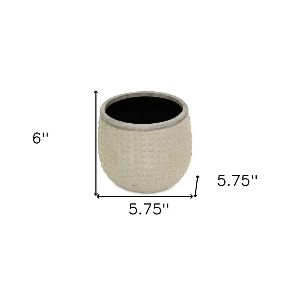 6" Beige Dot Ceramic Indoor Outdoor Round Pot Planter - NOBLE HOME INTERIORS
