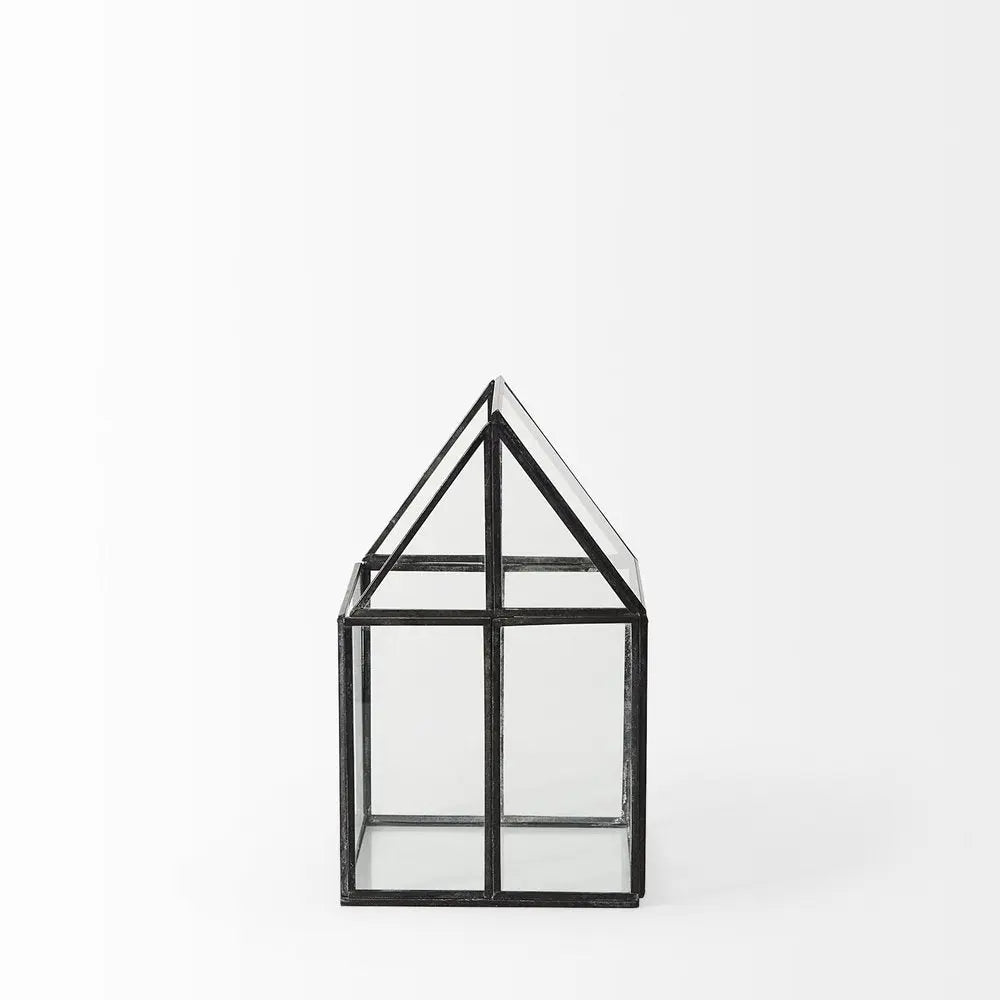 6" Black And Clear Glass And Metal Box - NOBLE HOME INTERIORS