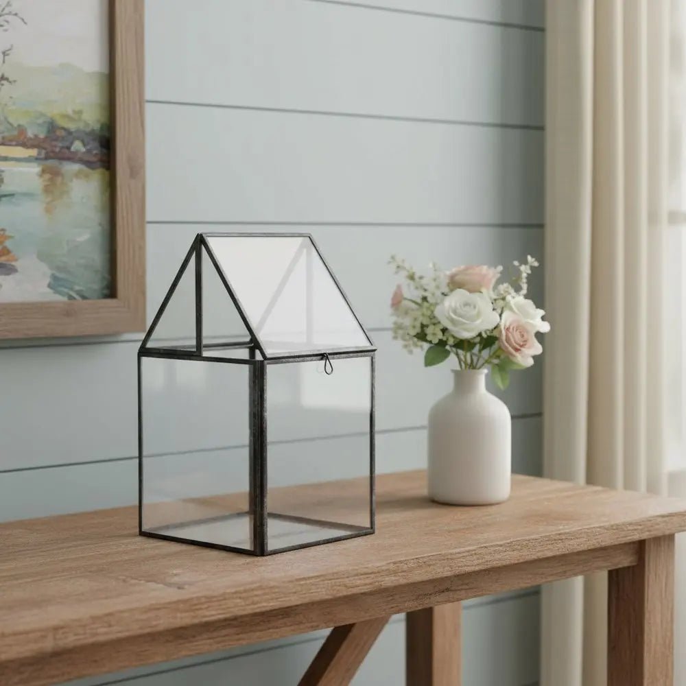 6" Black And Clear Glass And Metal Box - NOBLE HOME INTERIORS