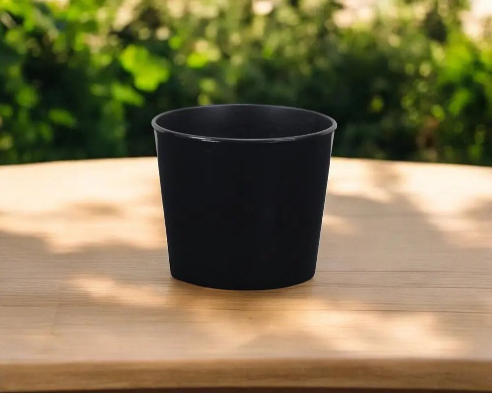 6" Black Recycled Plastic Indoor Outdoor Round Pot Planter - NOBLE HOME INTERIORS