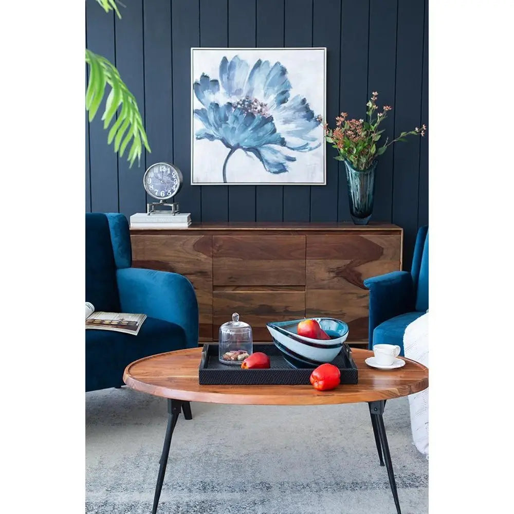 6" Blue And White Oval Glass Table Vase - NOBLE HOME INTERIORS