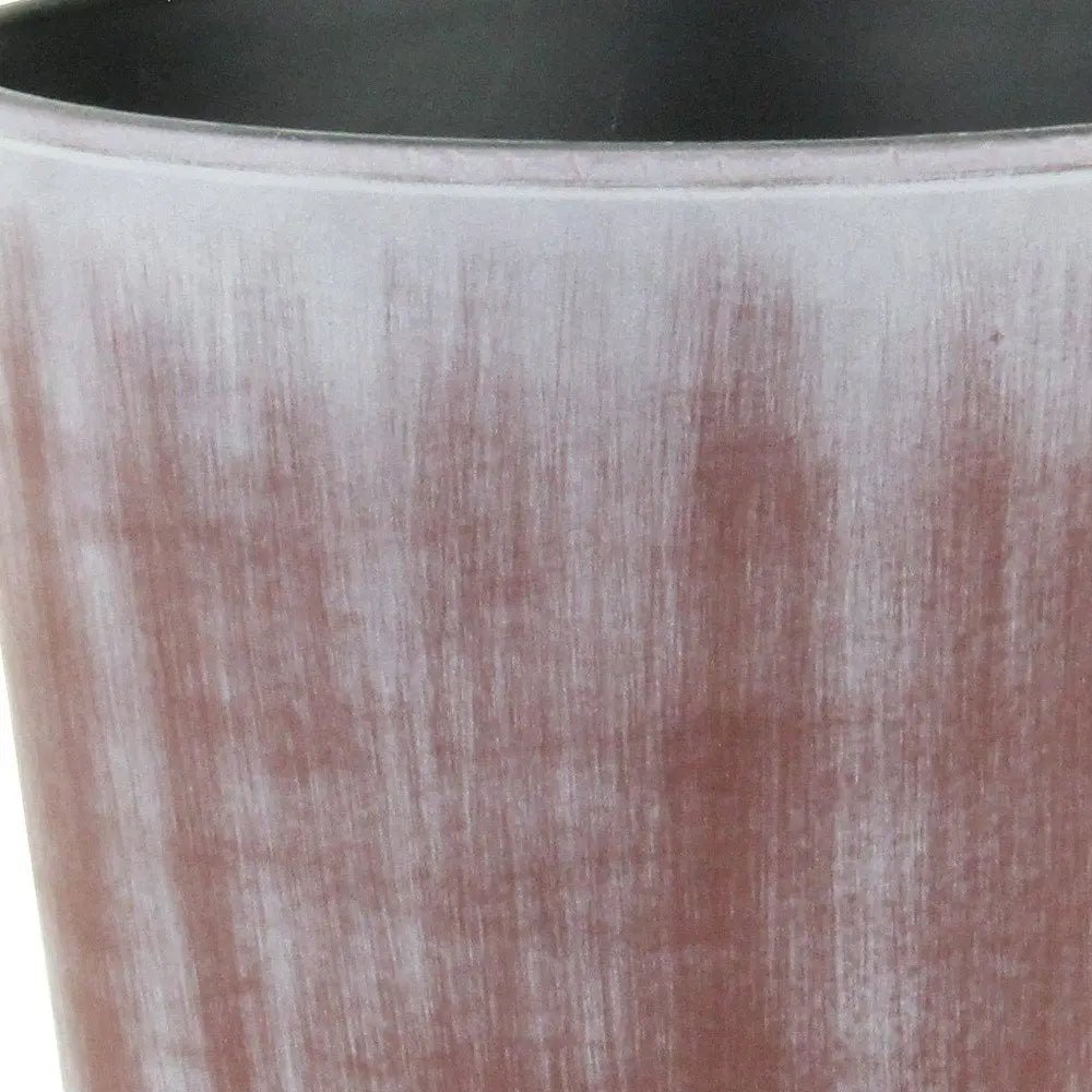 6" Brown and Ivory Textural Tone On Tone Recycled Plastic Indoor Outdoor Round Pot Planter - NOBLE HOME INTERIORS