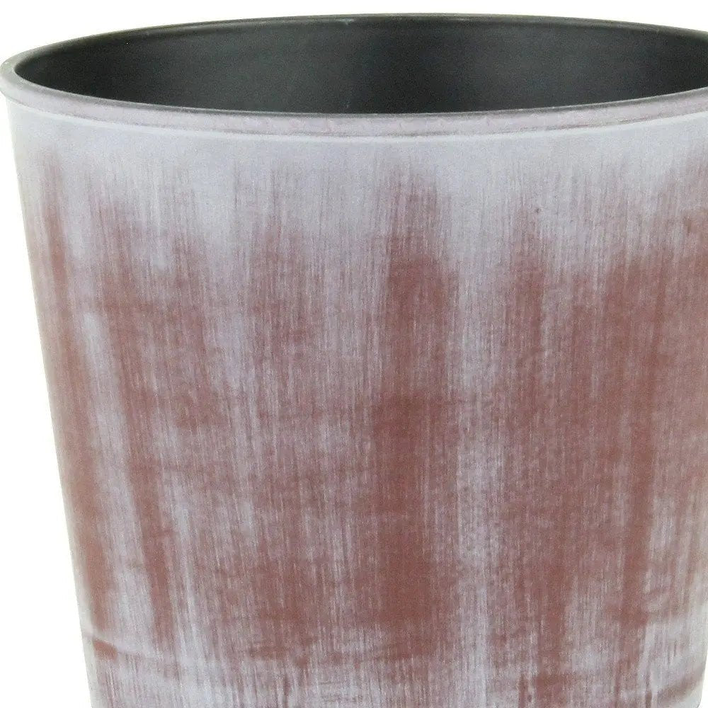 6" Brown and Ivory Textural Tone On Tone Recycled Plastic Indoor Outdoor Round Pot Planter - NOBLE HOME INTERIORS