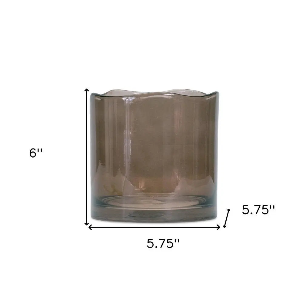6" Brown Cylinder Glass Table Vase - NOBLE HOME INTERIORS