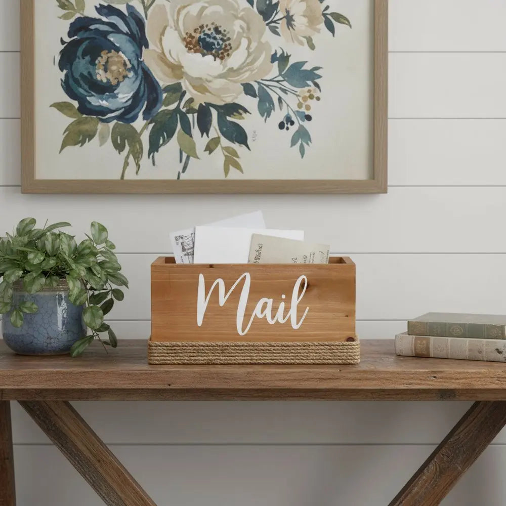 6" Brown Wood Cube or Bin - NOBLE HOME INTERIORS