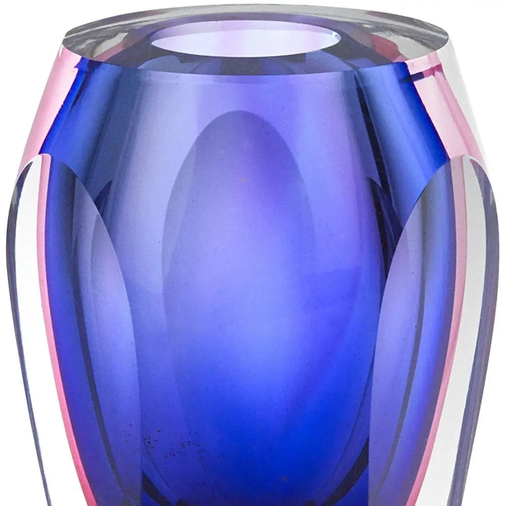 6" Clear And Purple Crystal Glass Table Vase - NOBLE HOME INTERIORS
