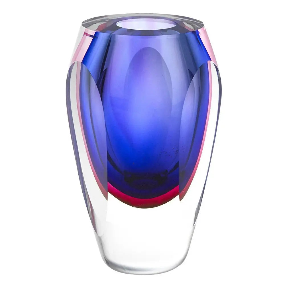 6" Clear And Purple Crystal Glass Table Vase - NOBLE HOME INTERIORS