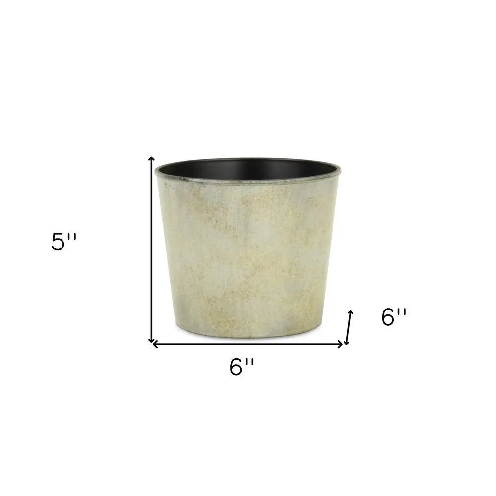 6" Gray Recycled Plastic Indoor Outdoor Round Pot Planter - NOBLE HOME INTERIORS