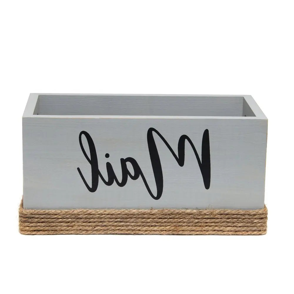 6" Gray Wood Cube or Bin - NOBLE HOME INTERIORS