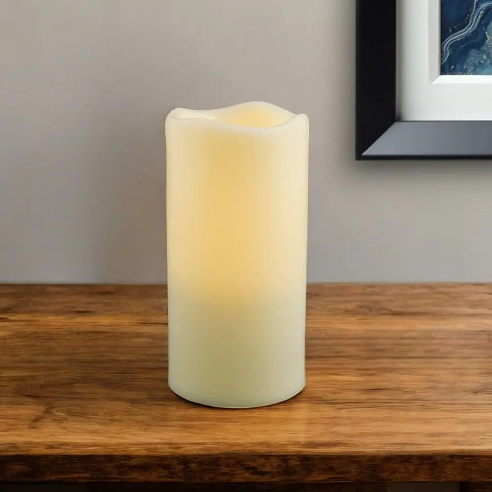 6" Ivory Flameless Indoor Outdoor Pillar Candle - NOBLE HOME INTERIORS