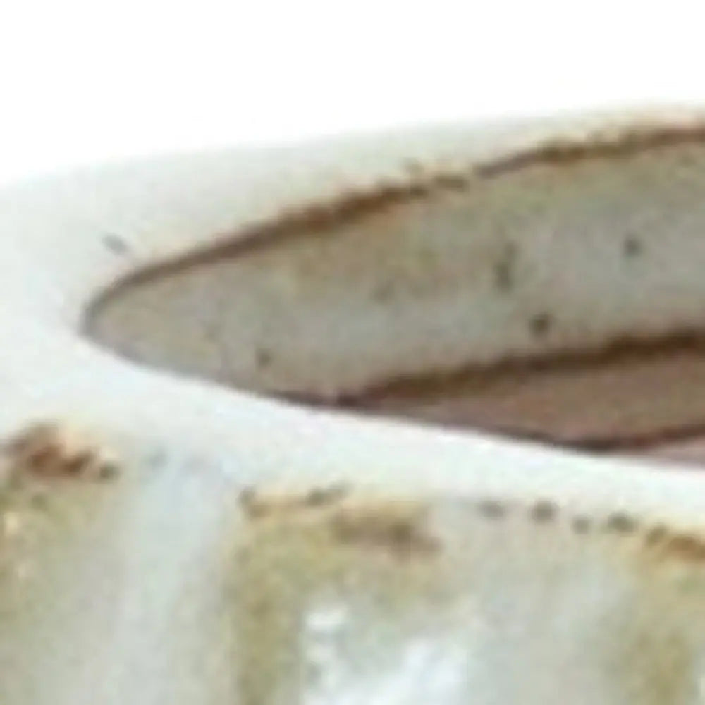 6" Ivory Ribbed Round Terracotta Table Vase - NOBLE HOME INTERIORS