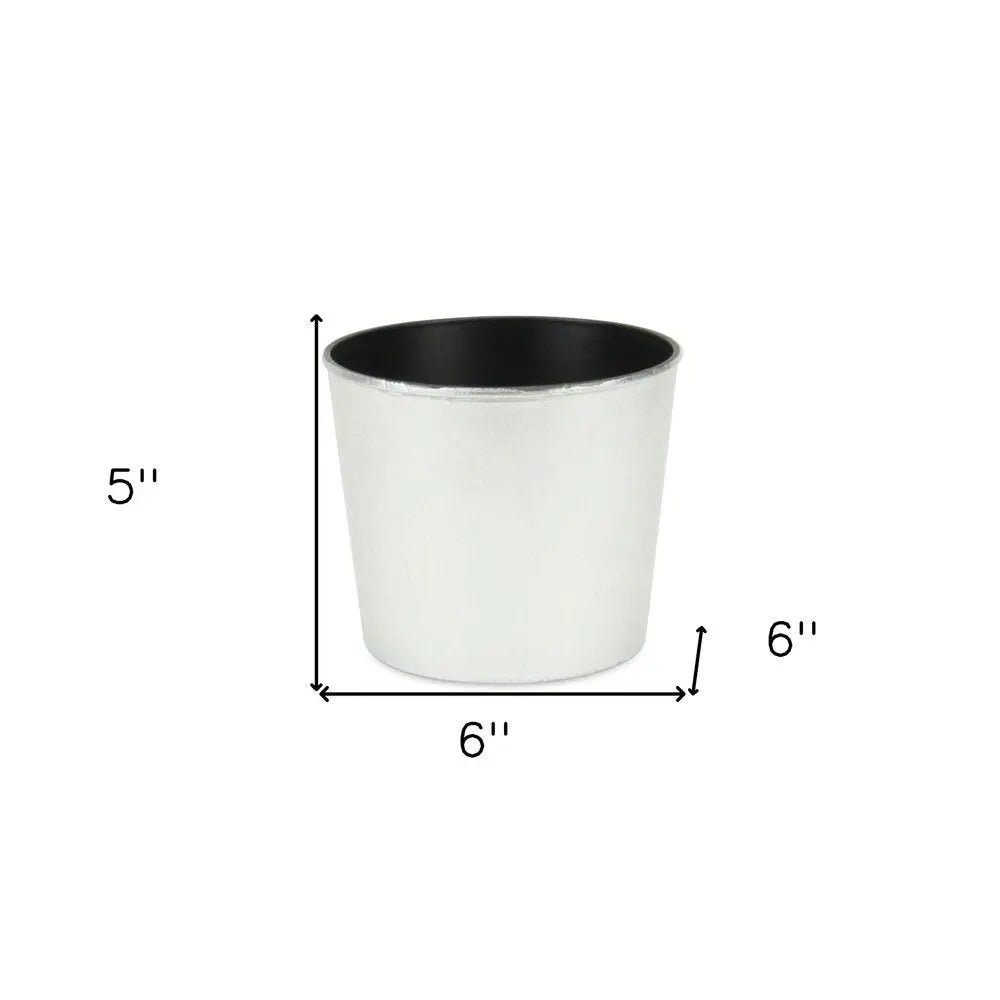 6" Silver Recycled Plastic Indoor Outdoor Round Pot Planter - NOBLE HOME INTERIORS