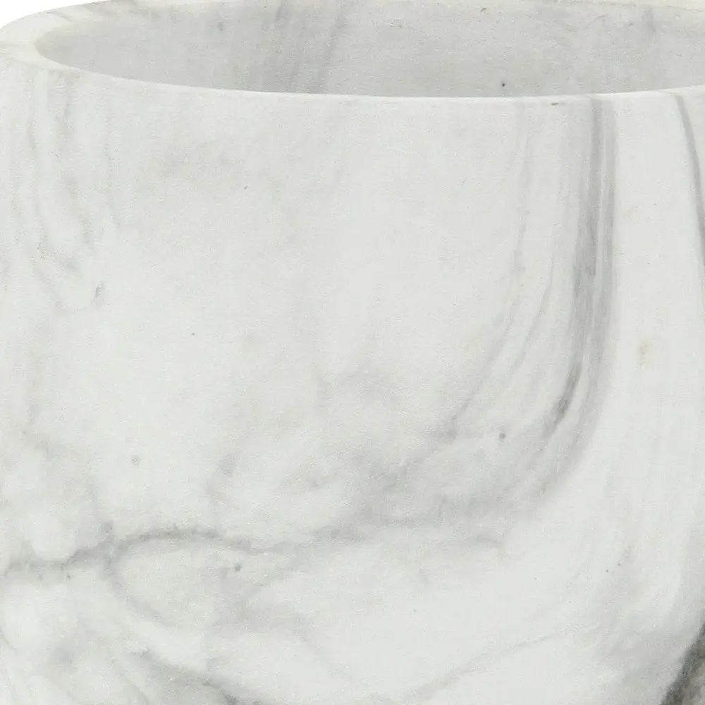 6" White and Gray Marbleized Ceramic Indoor Outdoor Round Pot Planter - NOBLE HOME INTERIORS