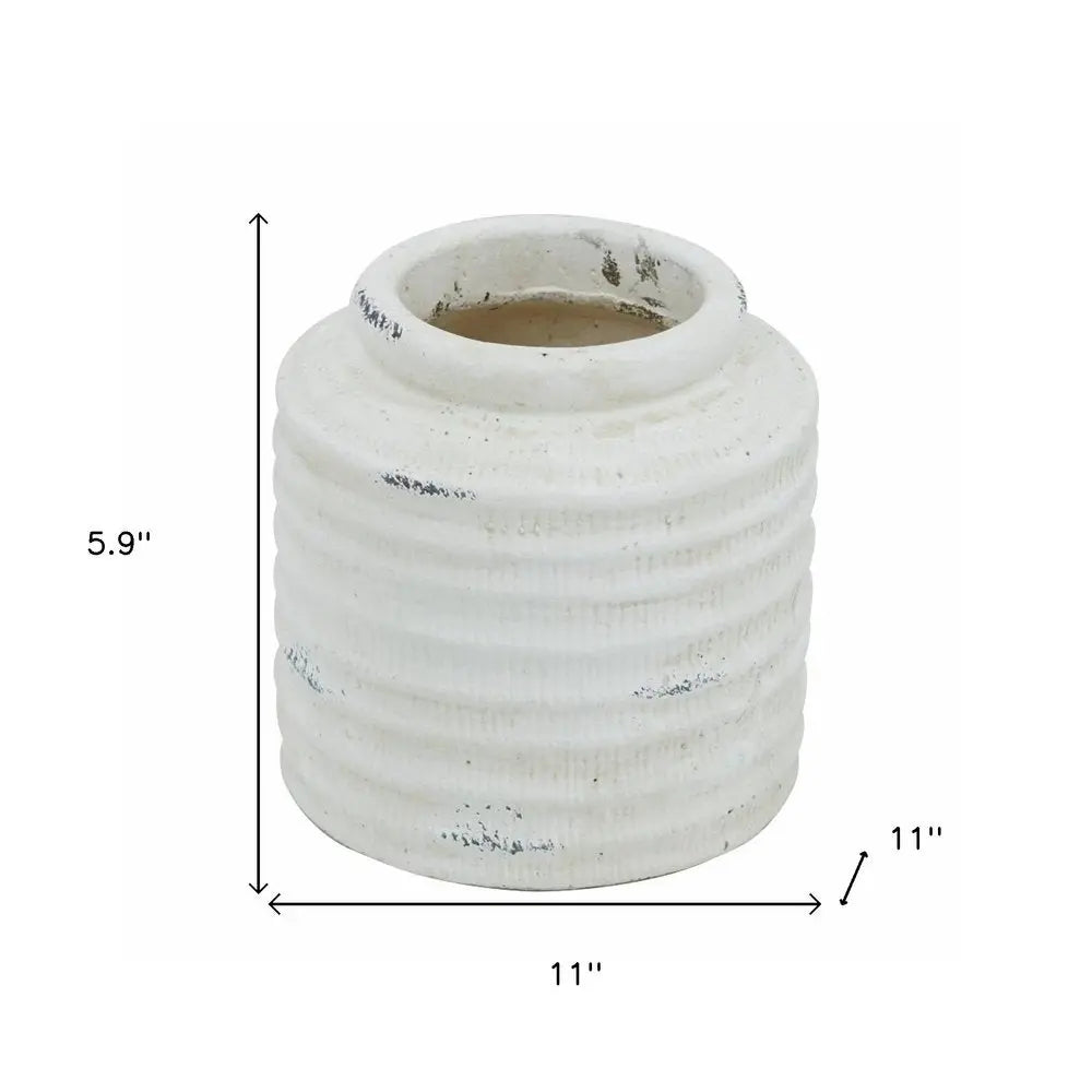 6" White Stoneware Round Jug Vase - NOBLE HOME INTERIORS