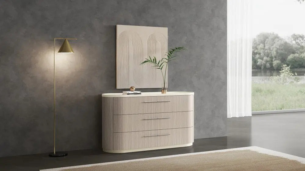 60" Beige Wood Six Drawer Double Dresser - NOBLE HOME INTERIORS