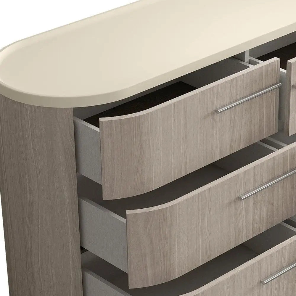 60" Beige Wood Six Drawer Double Dresser - NOBLE HOME INTERIORS